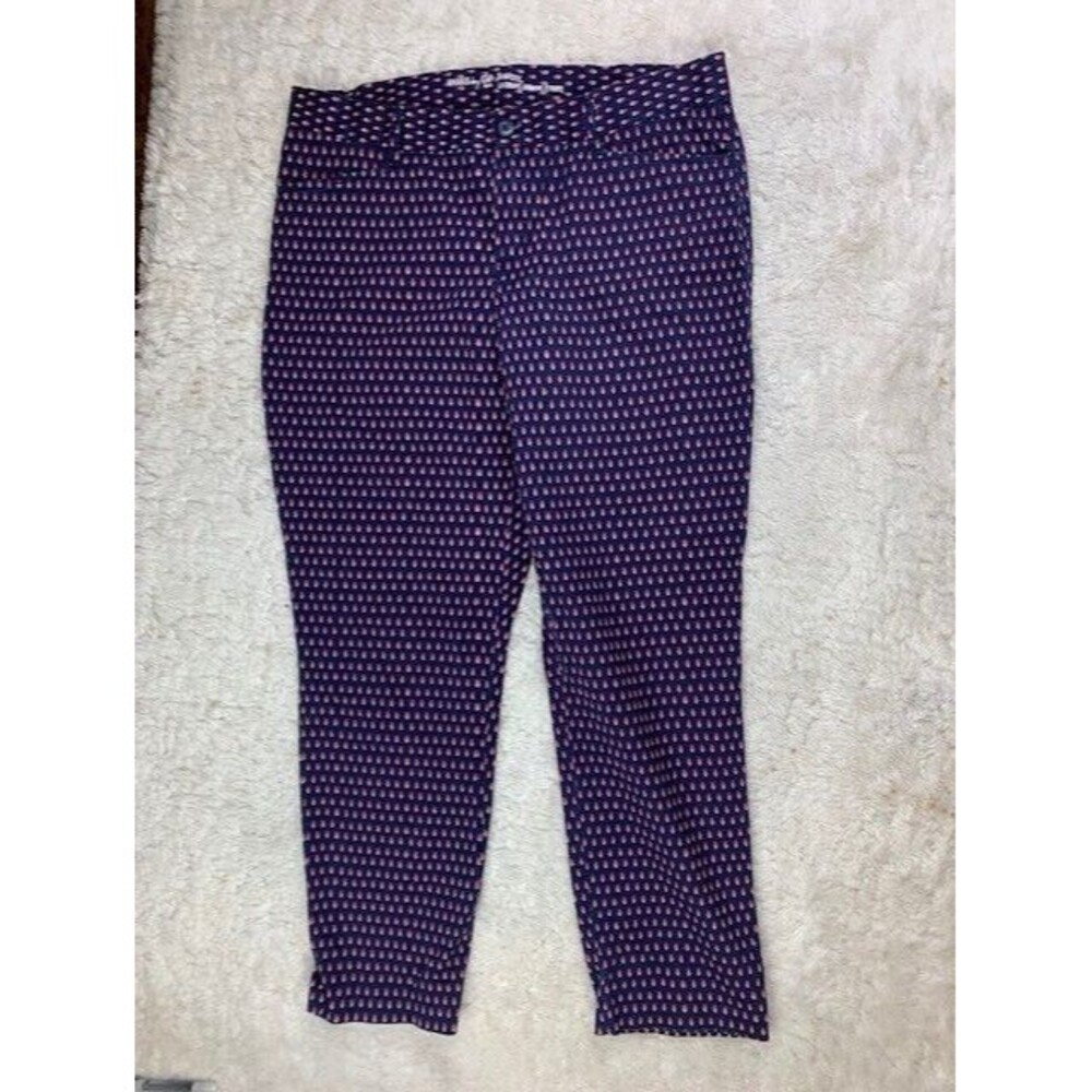 Gap Khakis Size 8 Ankle Pants Slim City Dot Patter Stretch Blue Mid Rise